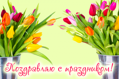 Поздравительная открытка букеты тюльпанов на конверте