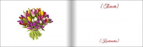 Разворот Поздравительная открытка девушка и тюльпаны