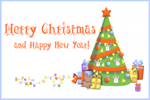 Поздравительная открытка Merry Christmas and Happy New Year на конверте